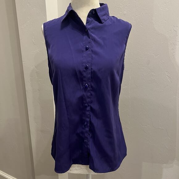 Banana Republic Tops - Banana Republic Women's 4 Purple  Collared Sleeveless Button-Down Tank (A0127)